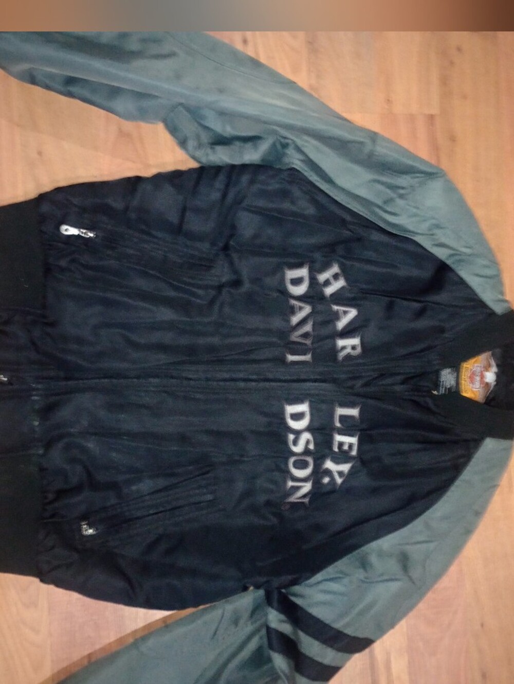 Harley-Davidson Black Body with Gray Sleeves Bomber Jacket